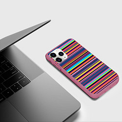 Чехол iPhone 11 Pro матовый Яркие полоски, цвет: 3D-малиновый — фото 2