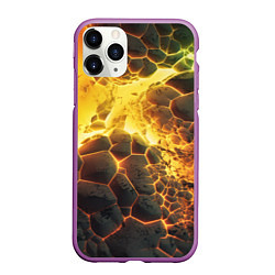 Чехол iPhone 11 Pro матовый Разлом плит из лавы, цвет: 3D-фиолетовый