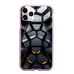 Чехол iPhone 11 Pro матовый Объемная черная конструкция, цвет: 3D-розовый
