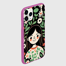 Чехол iPhone 11 Pro матовый Девочка в цветах - Бохо, цвет: 3D-фиолетовый — фото 2