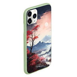 Чехол iPhone 11 Pro матовый Луна над горами, цвет: 3D-салатовый — фото 2