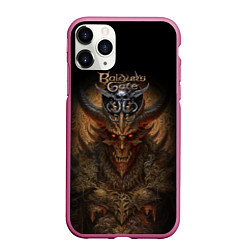 Чехол iPhone 11 Pro матовый Baldurs Gate 3 demon, цвет: 3D-малиновый