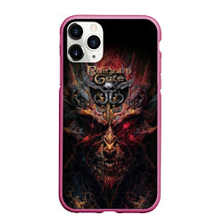 Чехол iPhone 11 Pro матовый Baldurs Gate 3 logo demon, цвет: 3D-малиновый