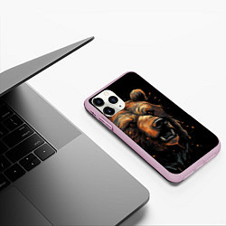 Чехол iPhone 11 Pro матовый Бурый медведь, цвет: 3D-розовый — фото 2