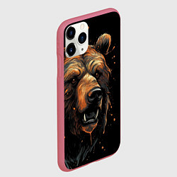 Чехол iPhone 11 Pro матовый Бурый медведь, цвет: 3D-малиновый — фото 2