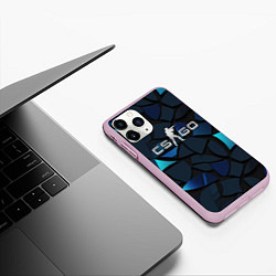 Чехол iPhone 11 Pro матовый CS GO blue black elements, цвет: 3D-розовый — фото 2