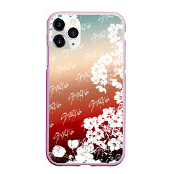 Чехол iPhone 11 Pro матовый Stray Kids flowers, цвет: 3D-розовый