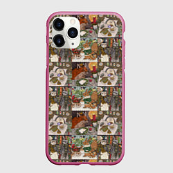 Чехол iPhone 11 Pro матовый Милые иллюстрации коллаж