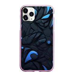 Чехол iPhone 11 Pro матовый Blue black abstract texture