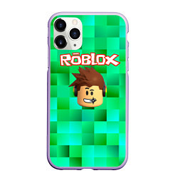 Чехол iPhone 11 Pro матовый Roblox head на пиксельном фоне