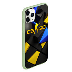 Чехол iPhone 11 Pro матовый CSGO blue yellow abstract, цвет: 3D-салатовый — фото 2
