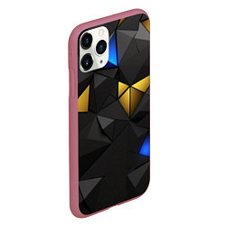 Чехол iPhone 11 Pro матовый Black yellow geometry, цвет: 3D-малиновый — фото 2