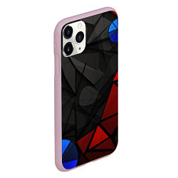 Чехол iPhone 11 Pro матовый Black blue red elements, цвет: 3D-розовый — фото 2