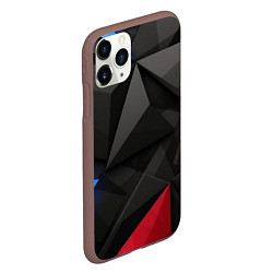 Чехол iPhone 11 Pro матовый Black blue red elements, цвет: 3D-коричневый — фото 2