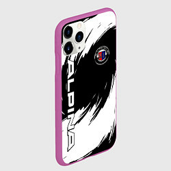 Чехол iPhone 11 Pro матовый Alpina - белые завихрения, цвет: 3D-фиолетовый — фото 2