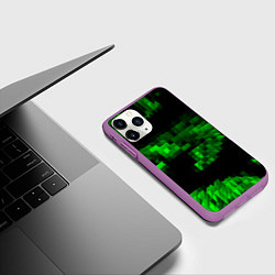 Чехол iPhone 11 Pro матовый Зеленые пирамиды, цвет: 3D-фиолетовый — фото 2