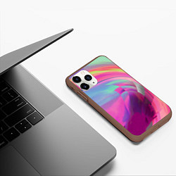 Чехол iPhone 11 Pro матовый Неоновая геометрическая абстракция, цвет: 3D-коричневый — фото 2