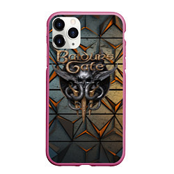 Чехол iPhone 11 Pro матовый Baldurs Gate 3 dark logo