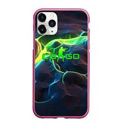 Чехол iPhone 11 Pro матовый CSGO green neon, цвет: 3D-малиновый