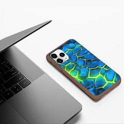 Чехол iPhone 11 Pro матовый Green blue neon, цвет: 3D-коричневый — фото 2