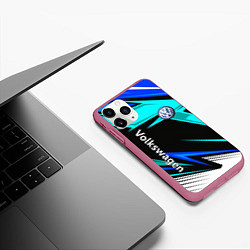 Чехол iPhone 11 Pro матовый Фольцваген - sport uniform, цвет: 3D-малиновый — фото 2