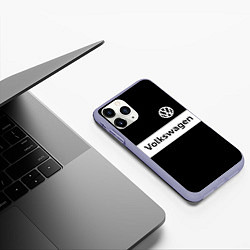 Чехол iPhone 11 Pro матовый Фольцваген - черный и белый, цвет: 3D-светло-сиреневый — фото 2