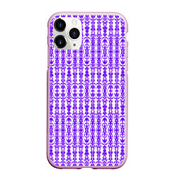 Чехол iPhone 11 Pro матовый Сине-белый батик, цвет: 3D-розовый