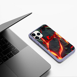 Чехол iPhone 11 Pro матовый CSGO красные плиты с лавой, цвет: 3D-светло-сиреневый — фото 2