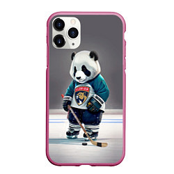 Чехол iPhone 11 Pro матовый Panda striker of the Florida Panthers, цвет: 3D-малиновый