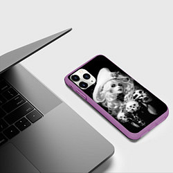 Чехол iPhone 11 Pro матовый Ведьма в белой треуголке, цвет: 3D-фиолетовый — фото 2