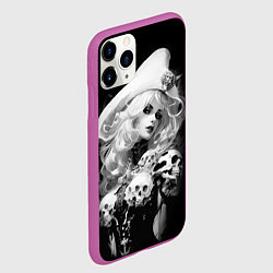 Чехол iPhone 11 Pro матовый Ведьма в белой треуголке, цвет: 3D-фиолетовый — фото 2