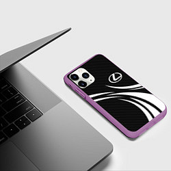 Чехол iPhone 11 Pro матовый Lexus - carbon line, цвет: 3D-фиолетовый — фото 2