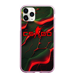 Чехол iPhone 11 Pro матовый CSGO red green texture, цвет: 3D-розовый