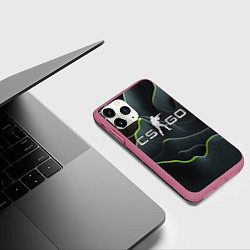 Чехол iPhone 11 Pro матовый CSGO green dark texture, цвет: 3D-малиновый — фото 2