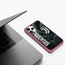 Чехол iPhone 11 Pro матовый Juventus dark green logo, цвет: 3D-малиновый — фото 2