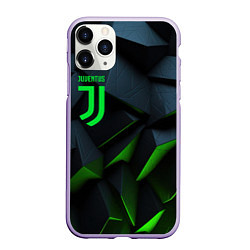 Чехол iPhone 11 Pro матовый Juventus black green logo, цвет: 3D-светло-сиреневый