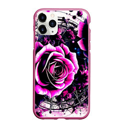Чехол iPhone 11 Pro матовый Розы в стиле киберпанк