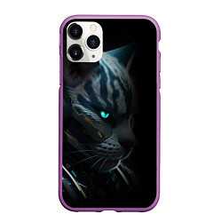 Чехол iPhone 11 Pro матовый Cat cyberpunk