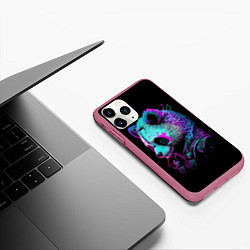 Чехол iPhone 11 Pro матовый Панда киберпанк, цвет: 3D-малиновый — фото 2