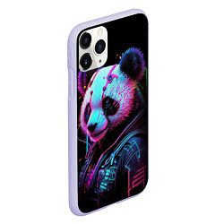 Чехол iPhone 11 Pro матовый Панда в красках киберпанк, цвет: 3D-светло-сиреневый — фото 2