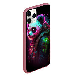 Чехол iPhone 11 Pro матовый Cyberpunk panda, цвет: 3D-малиновый — фото 2