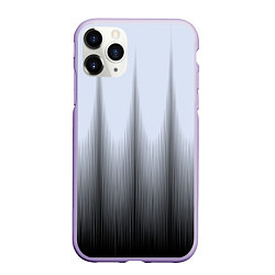 Чехол iPhone 11 Pro матовый Черный полосатый градиент, цвет: 3D-светло-сиреневый