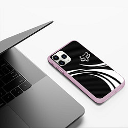 Чехол iPhone 11 Pro матовый Fox carbon line - white, цвет: 3D-розовый — фото 2