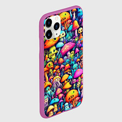 Чехол iPhone 11 Pro матовый Кислотные психоделические грибы, цвет: 3D-фиолетовый — фото 2