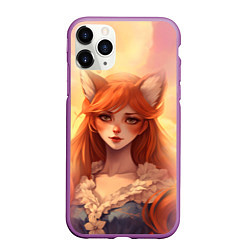 Чехол iPhone 11 Pro матовый Рыжая девушка лисица, цвет: 3D-фиолетовый