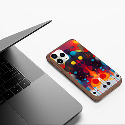 Чехол iPhone 11 Pro матовый Mirrow colorful blots - abstraction - vogue, цвет: 3D-коричневый — фото 2