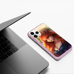 Чехол iPhone 11 Pro матовый Рыжая девушка лиса, цвет: 3D-розовый — фото 2