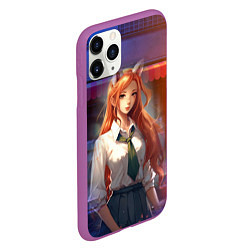Чехол iPhone 11 Pro матовый Студентка девушка лиса, цвет: 3D-фиолетовый — фото 2