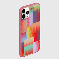 Чехол iPhone 11 Pro матовый Веселая разноцветная клетка, цвет: 3D-малиновый — фото 2