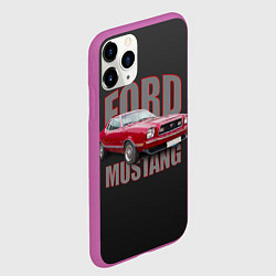 Чехол iPhone 11 Pro матовый Автомашина Ford Mustang, цвет: 3D-фиолетовый — фото 2